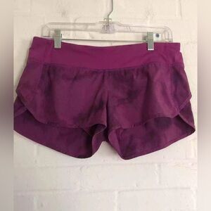 Lululemon Speed Short Spray Dye Dewberry Sz 6